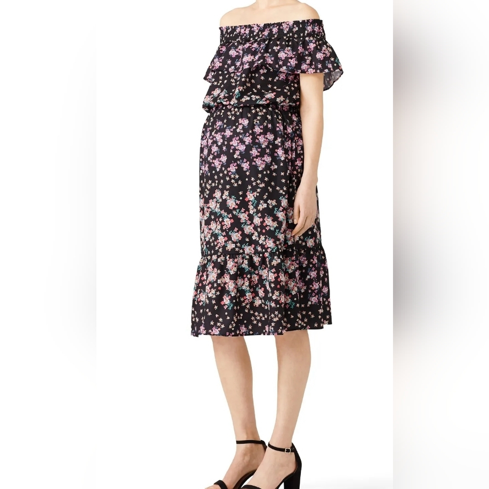 RTR ROSIE POPE Serena Floral Off-Shoulder Maternity Dress  Small